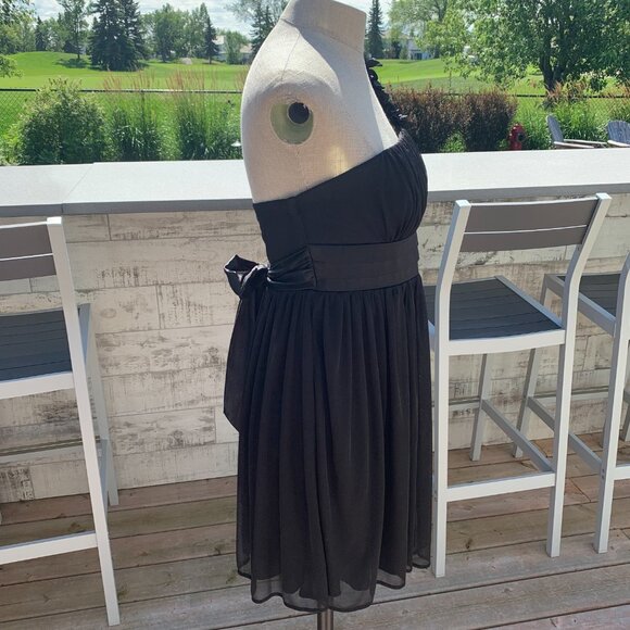 Sequin Hearts Sheer Chiffon Babydoll Short One Shoulder Sleeveless Dress - Picture 5 of 14